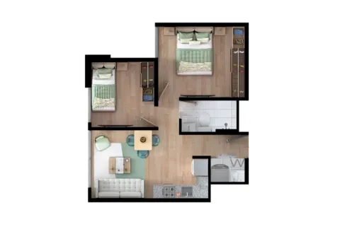Apartamento Rosa Amatista muestra distribución de espacios sin acabados