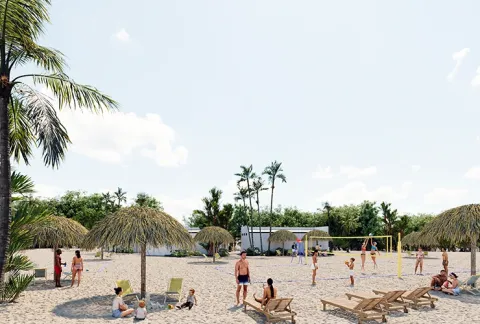Cancha de Cádiz de voleiplaya muestra a personas jugando y descansando