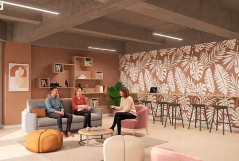 Personas trabajan en la zona coworkin en Viena