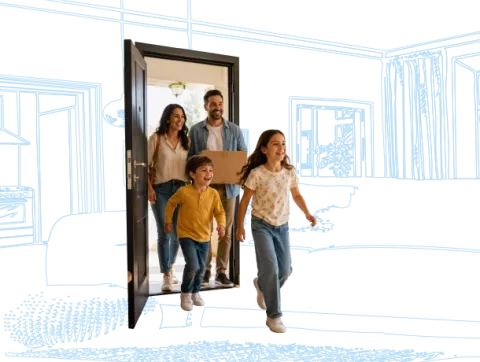 Familia participando de la cuarta feria de vivienda Colsubsidio