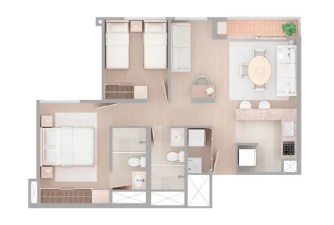 Apartamento Viena, torre 2, tipo 4, cuenta con dos alcobas