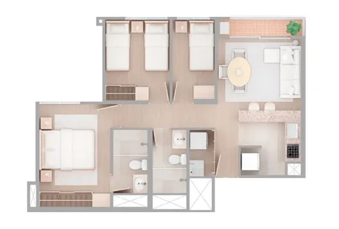 Apartamento Viena, torre 2, tipo 4, cuenta con tres alcobas