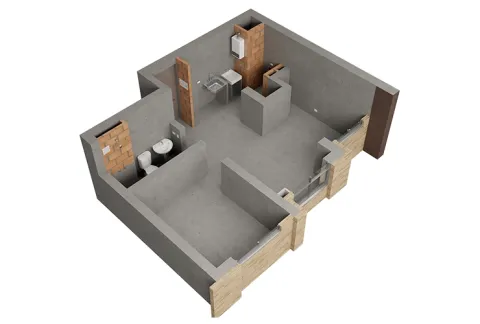 Apartamento T1 de Calia muestra obra gris