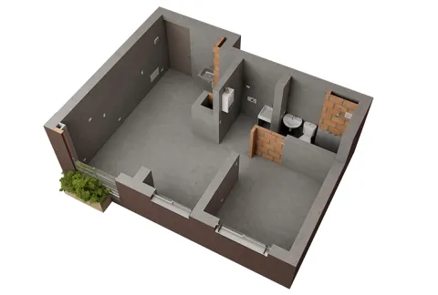Apartamento T2 de Calia muestra obra gris