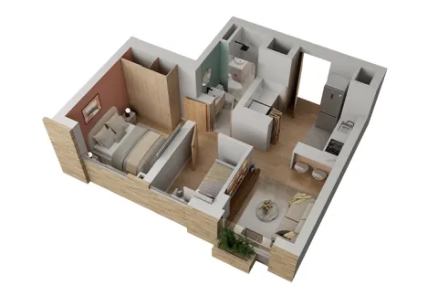 Apartamento T3 de Calia muestra distribución de espacios