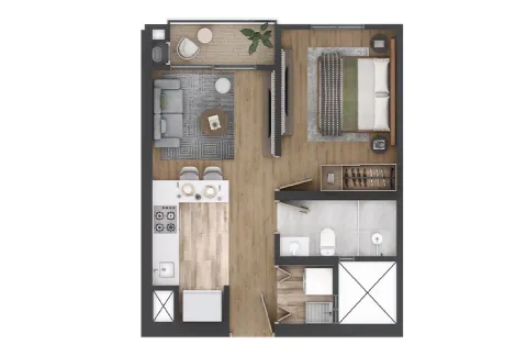 Apartamento tipo A Nuva Park Arquitectura, Conconcreto y Vivienda Colsubsidio