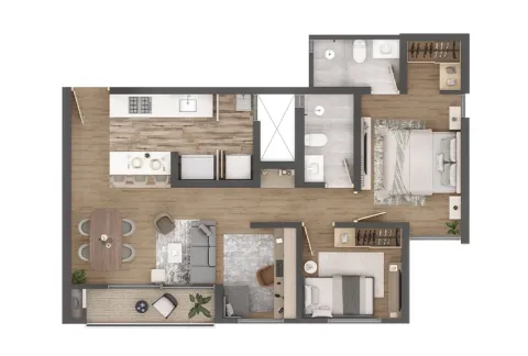 Apartamento tipo D Nuva Park Arquitectura, Conconcreto y Vivienda Colsubsidio