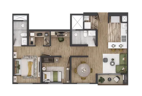 Apartamento tipo H Nuva Park Arquitectura, Conconcreto y Vivienda Colsubsidio
