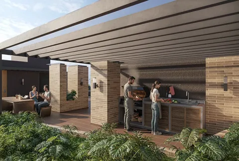 BBQ de Calia muestra a personas haciendo asado