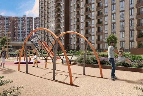 Juegos infantiles de Nuva Park muestra parque y familia jugando