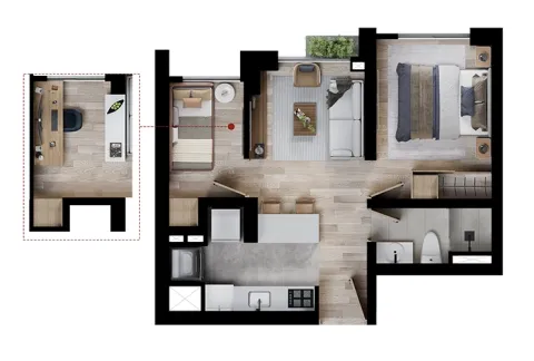 Apartamento A1 de Calia muestra distribución de espacios
