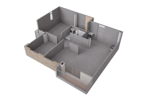 Planta apartamento tipo 60 Palma Real, vista alternativa de la distribución interior.