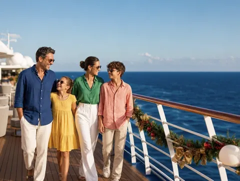 Familia en un crucero reservado en Viajes Colsusbidio.
