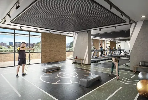 Gimnasio de Floresta Living muestra persona haciendo ejercicio