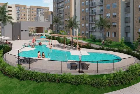 Zona de chorros en la piscina Palma Real, muestra el área recreativa para niños.