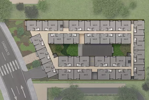 Planta urbana Abeto, muestra la distribución de los apartamentos del piso tipo.