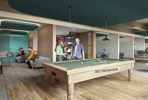 Salón de juegos de Floresta Living muestra persona haciendo ejercicio