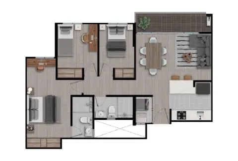 Planos de Calera Gardens muestra distribución del apartamento.