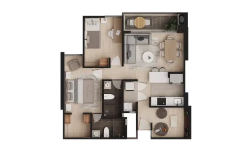 Planos de Calera Gardens muestra distribución del apartamento.