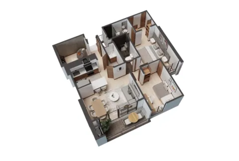 Planos de Calera Gardens muestra distribución del apartamento.