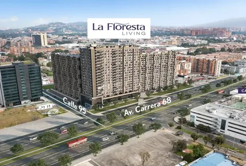 Vista aérea de Floresta Living muestra edificios, vías y zonas verdes